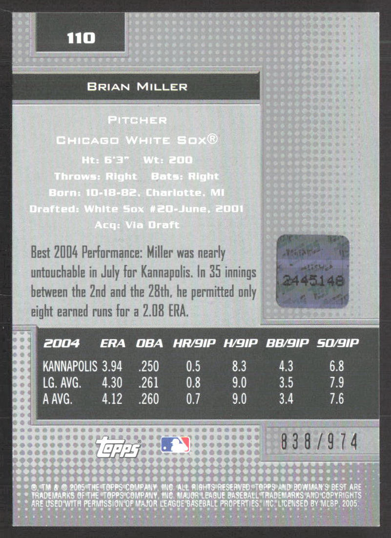 2005 Bowman's Best Brian Miller #110