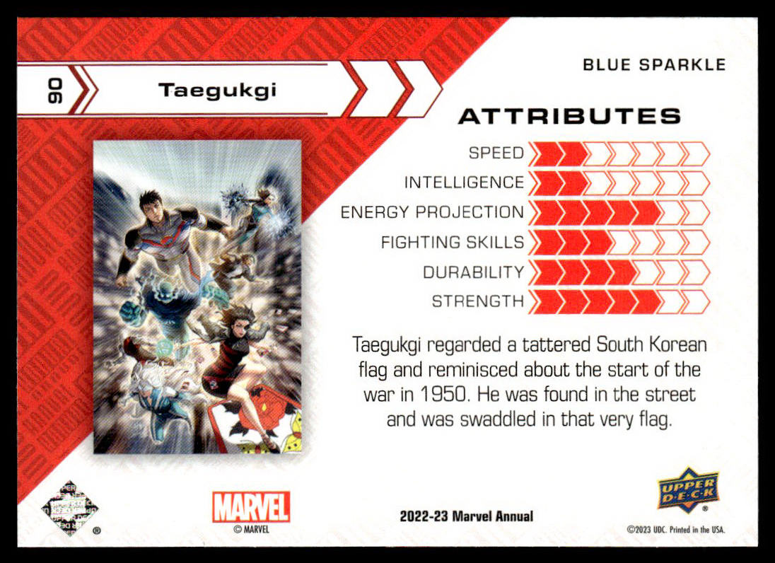 2022-23 Marvel Annual Taegukgi } Blue Sparkle Parallel/Variety #90