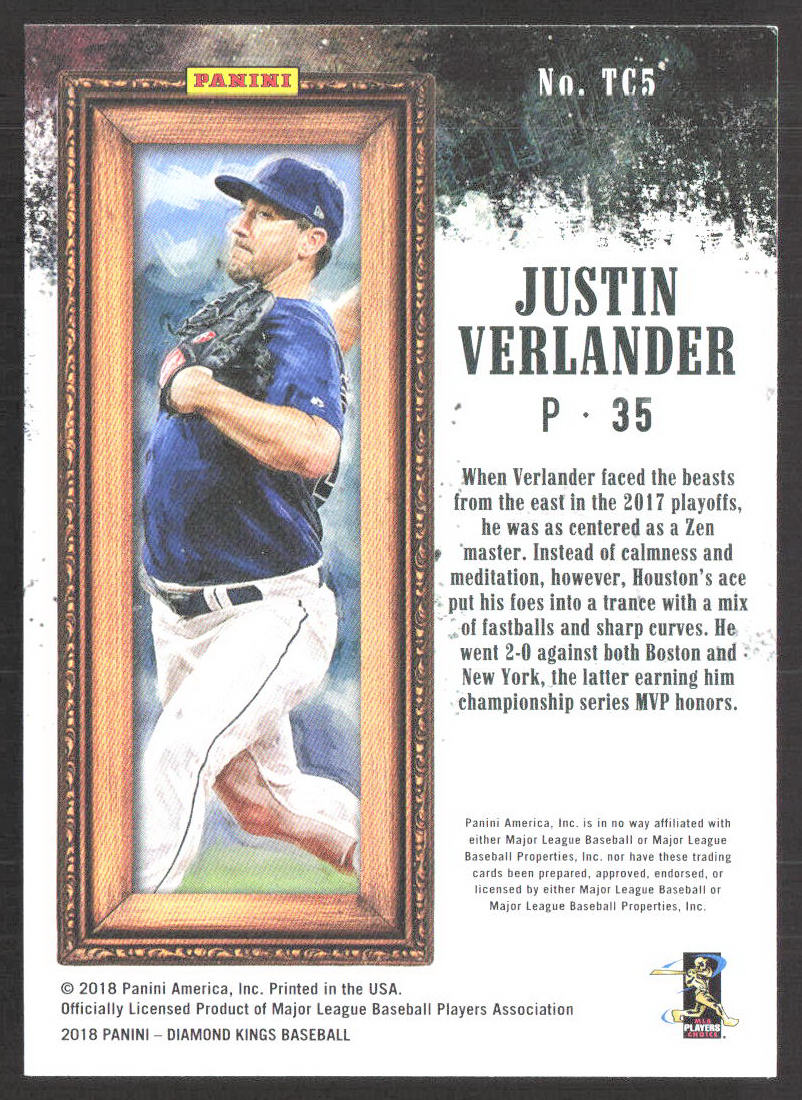 2017 Panini Diamond Kings Baseball Justin Verlander #TC5 Trophy Club